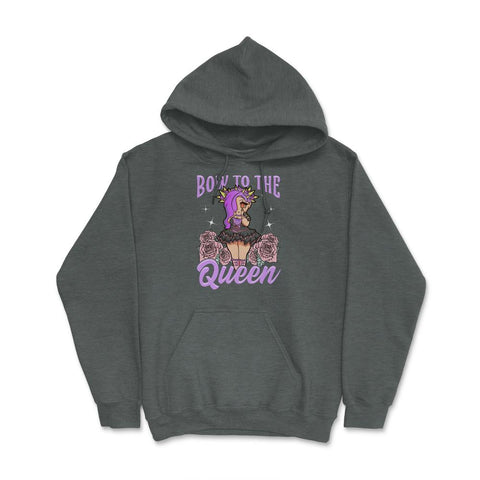 Kawaii Pastel Goth Chibi Anime Girl Bow To The Queen graphic Hoodie - Dark Grey Heather