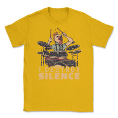 I Destroy Silence Drummer Saying Chicken Playing Drums design Unisex - Gold
