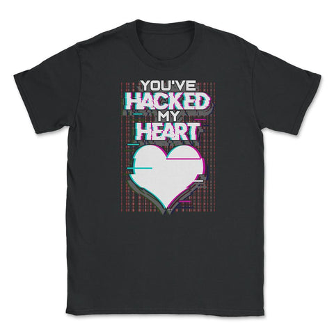 Hacked Heart Computer Geek Valentine Unisex T-Shirt - Black