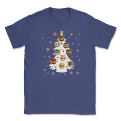 Owls XMAS Tree T-Shirt Cute Funny Humor Tee Gift Unisex T-Shirt - Purple