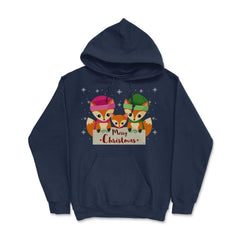 Merry Christmas Fox Family Funny T-Shirt Tee Gift Hoodie - Navy