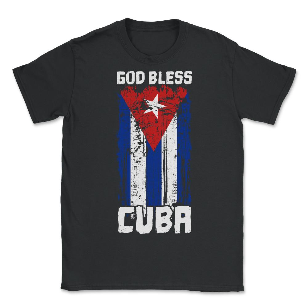 God Bless Cuba Retro Vintage Grunge Cuban Flag print - Unisex T-Shirt - Black