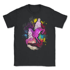 Mermaid & Centaur With Colorful Paint Splashes Background product - Black