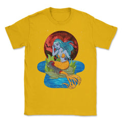 Zombie Mermaid Funny Halloween Trick or Treat Gift Unisex T-Shirt - Gold
