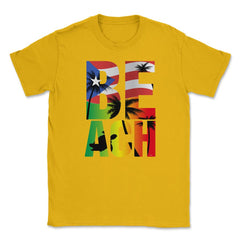 Puerto Rico Flag Beach T Shirt Gifts Shirt Tee  Unisex T-Shirt - Gold