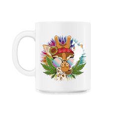 Giraffe Hippie Smoking Marijuana Hilarious Groovy Art design - 11oz Mug - White