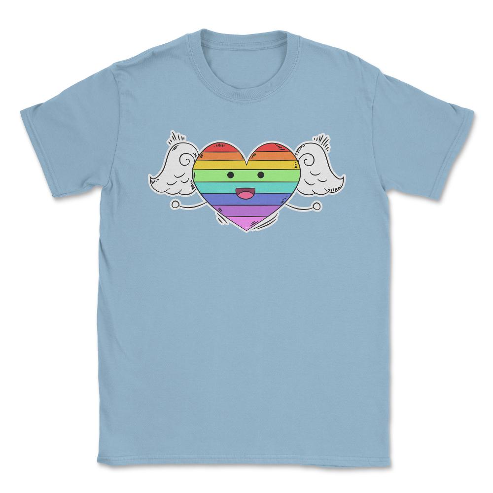 Rainbow Heart Gay Pride Month t-shirt Shirt Tee Gift Unisex T-Shirt - Light Blue