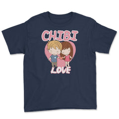 Chibi Love Anime Shirt Couple Humor Youth Tee - Navy