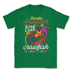 Crawfish With Jester Hat & Bead Necklaces Funny Mardi Gras design - Green
