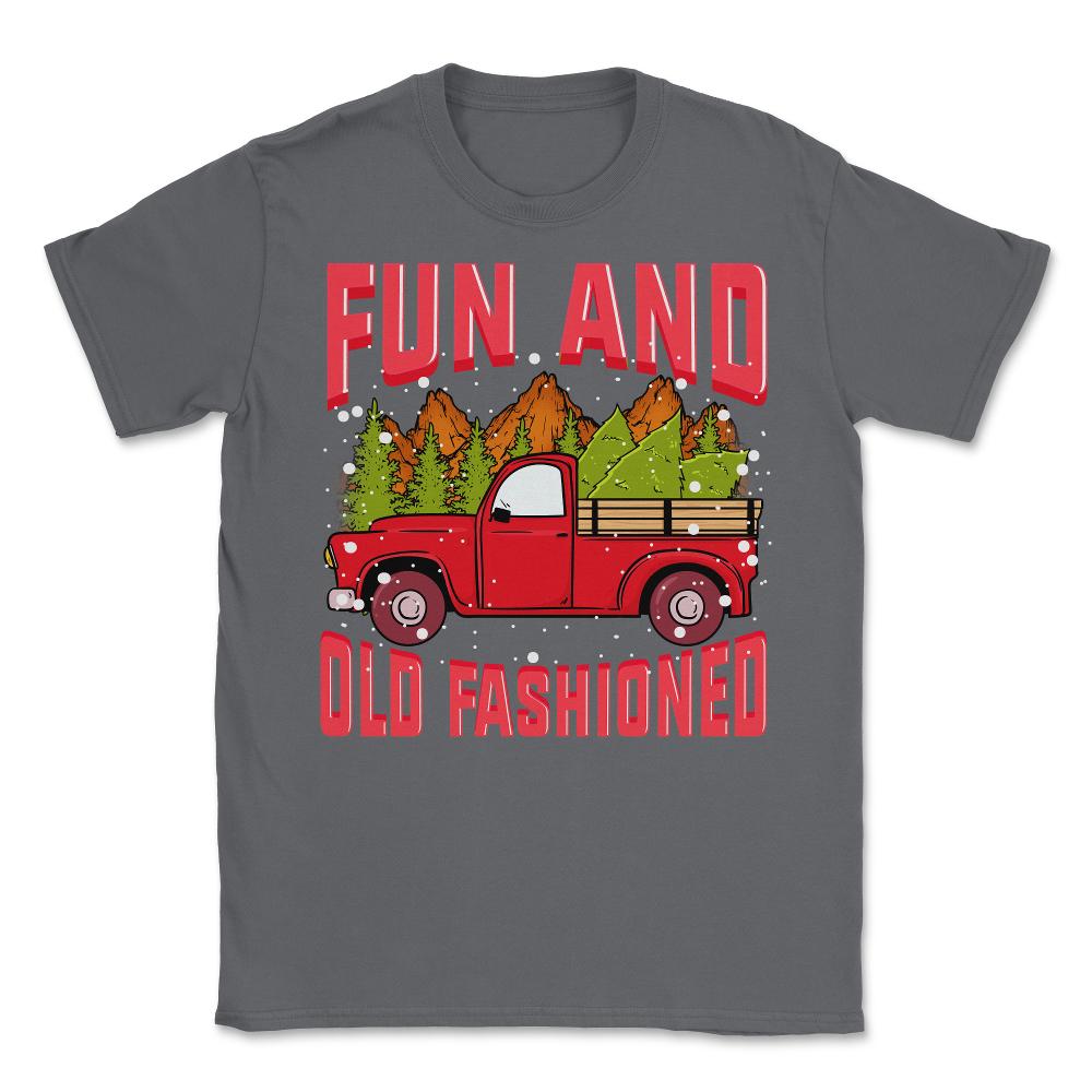 Fun Old fashioned Christmas Retro Vintage Truck Funny  Unisex T-Shirt - Smoke Grey