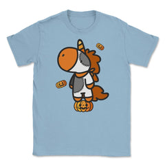 Halloween Unicorn with Pumpkins T Shirts Gifts Unisex T-Shirt - Light Blue