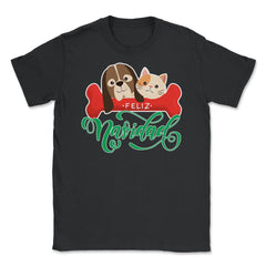 Pet Lovers Felíz Navidad Funny T-Shirt Tee Gift Unisex T-Shirt - Black