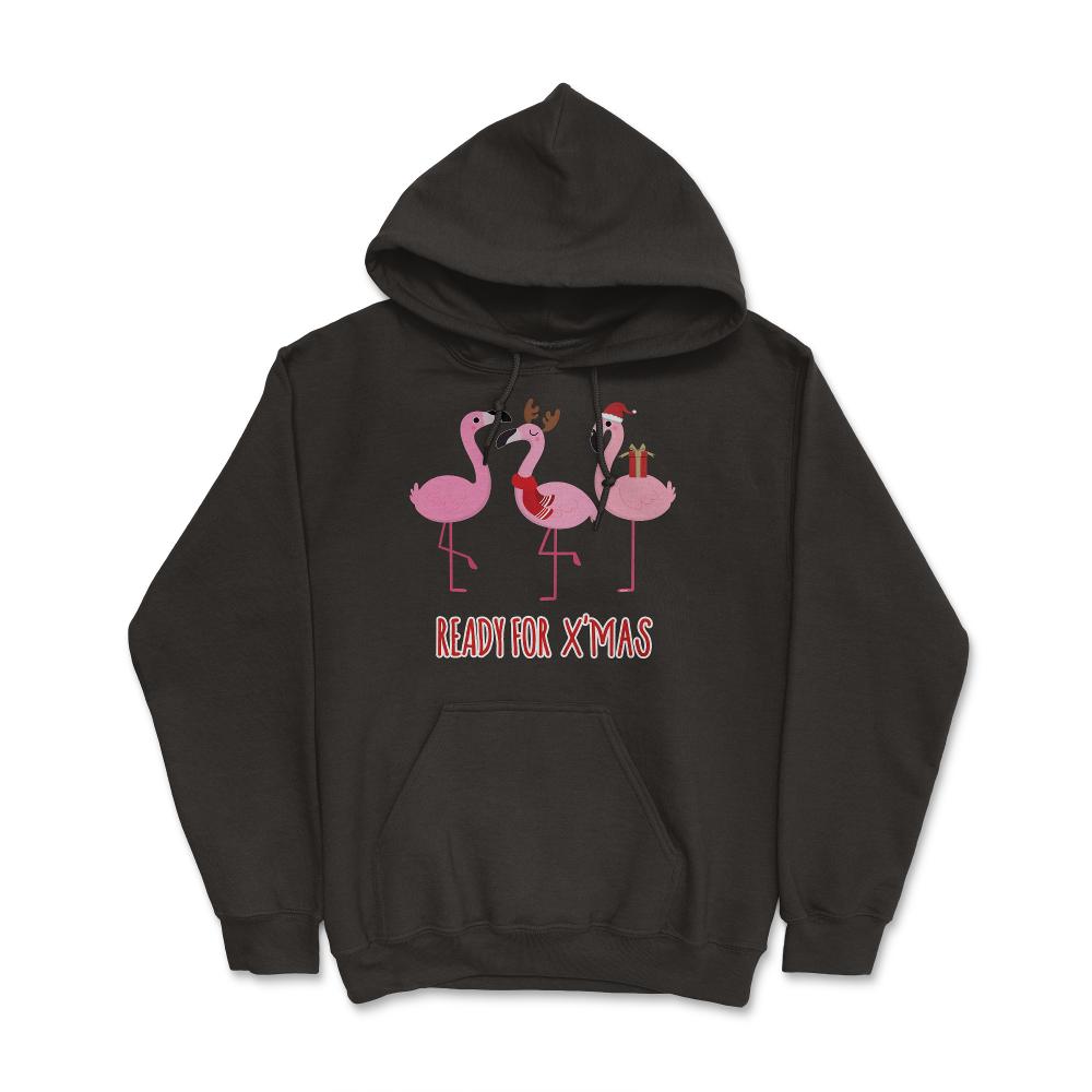 Flamingos Ready for XMAS Funny Humor T-Shirt Tee Gift Hoodie - Black