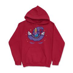 Unicorn Face with Long Lashes Witch Hat Characters Hoodie - Red