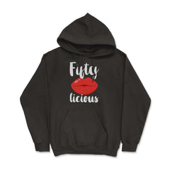 Funny Fiftylicious Lips 50th Birthday 50 Years Old Humor design - Hoodie - Black