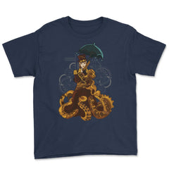 Steampunk Anime Octopus Girl Victorian Futurism Grunge graphic Youth - Navy