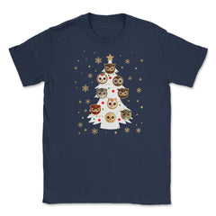 Owls XMAS Tree T-Shirt Cute Funny Humor Tee Gift Unisex T-Shirt - Navy