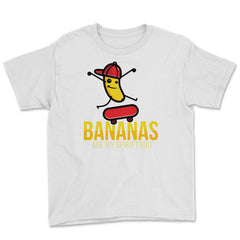 Bananas are My Spirit Fruit Funny Banana Skater graphic Youth Tee - White