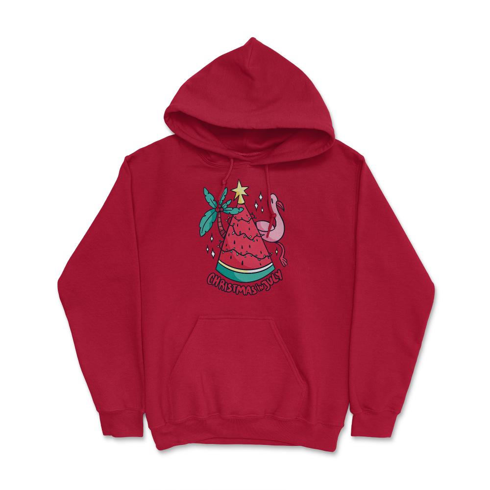 Christmas in July Funny Summer Xmas Tree Watermelon design Hoodie - Red