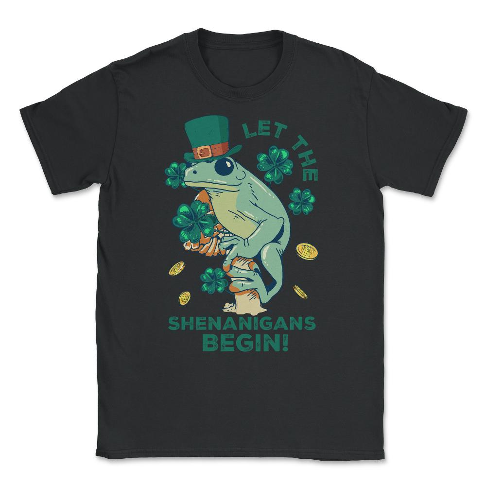 Let the Shenanigans Begin! Cottagecore Frog St Patrick Humor design - Black