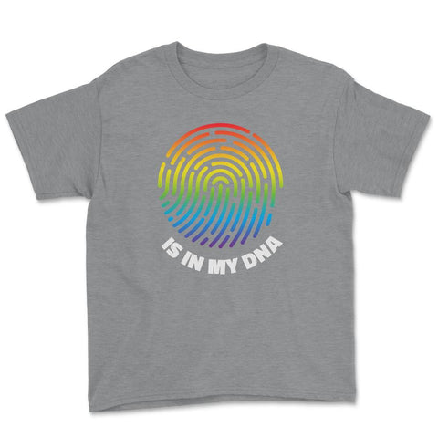 Is In My DNA Rainbow Flag Gay Pride Fingerprint Design product Youth - Grey Heather