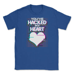 Hacked Heart Computer Geek Valentine Unisex T-Shirt - Royal Blue