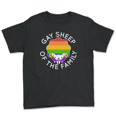 Gay Sheep Of The Family LGBTQ Rainbow Pride design - Youth Tee - Black