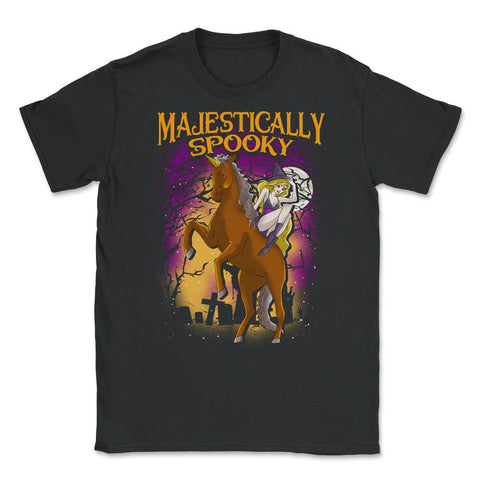 Majestically Spooky Witch & Unicorn Halloween Funn Unisex T-Shirt - Black