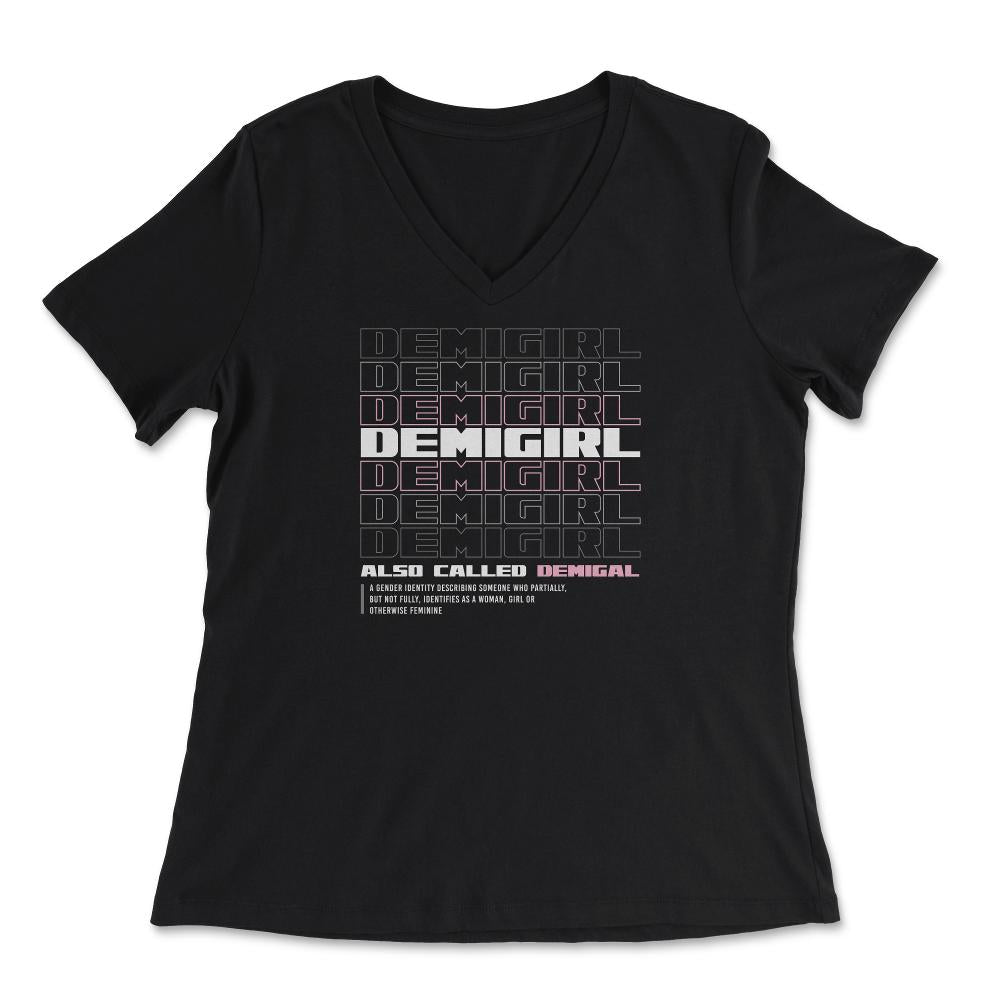 Demigirl Definition Female & Agender Color Flag Pride design - Women's V-Neck Tee - Black