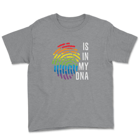 Is In My DNA Rainbow Flag Gay Pride Fingerprint Design design Youth - Grey Heather