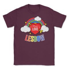 Lesbow Rainbow Heart Gay Pride Month t-shirt Shirt Tee Gift Unisex - Maroon