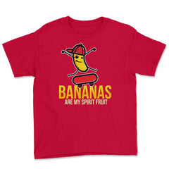 Bananas are My Spirit Fruit Funny Banana Skater graphic Youth Tee - Red