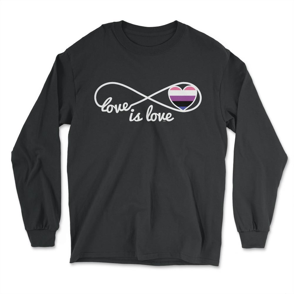 Love is Love Infinity Symbol Genderfluid Pride Gift design - Long Sleeve T-Shirt - Black
