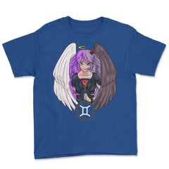 Pisces Zodiac Sign Pastel Goth Anime Girl graphic Youth Tee - Royal Blue