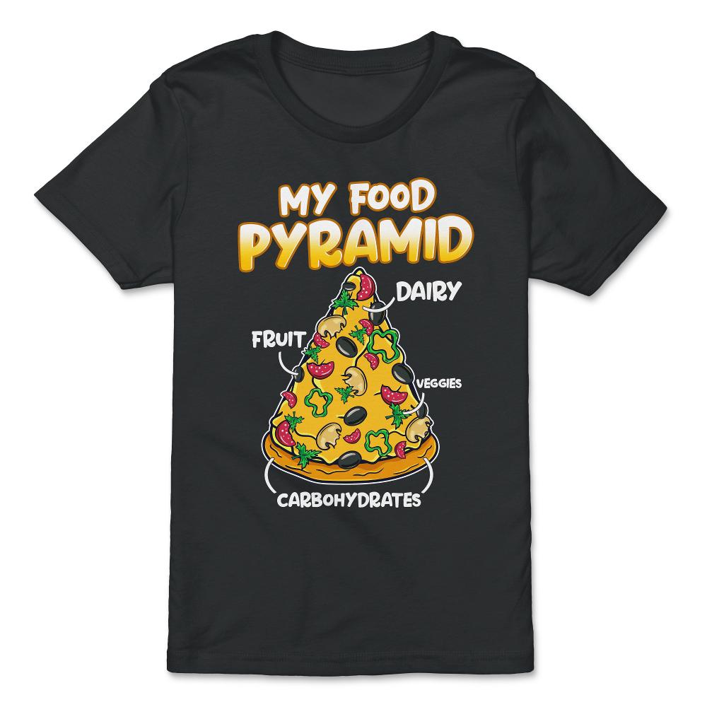 My Food Pyramid Funny Pizza Humor Gift graphic - Premium Youth Tee - Black