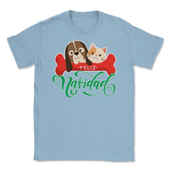 Pet Lovers Felíz Navidad Funny T-Shirt Tee Gift Unisex T-Shirt - Light Blue
