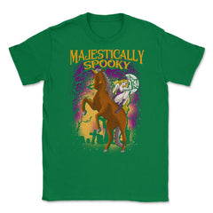 Majestically Spooky Witch & Unicorn Halloween Funn Unisex T-Shirt - Green