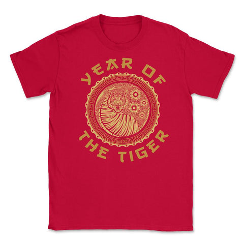 Year of the Tiger 2022 Chinese Golden Color Tiger Circle design - Red