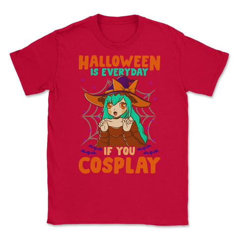Halloween Cute Chibi Anime Witch Cosplay Manga Unisex T-Shirt - Red