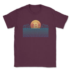 Bitcoin Retro 80s Aesthetic Vaporwave Theme For Crypto Fans product - Maroon