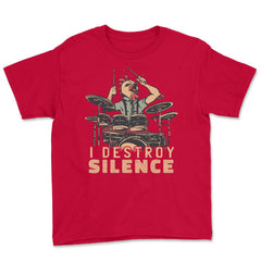 I Destroy Silence Drummer Saying Chicken Playing Drums design Youth - Red