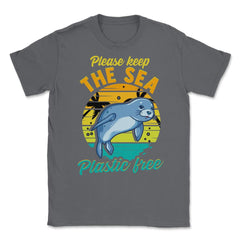 Keep the Sea Plastic Free Seal for Earth Day Gift print Unisex T-Shirt - Smoke Grey