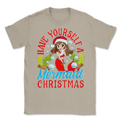 Christmas Mermaid Anime Girl Unisex T-Shirt - Cream