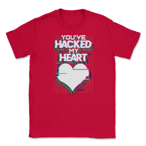 Hacked Heart Computer Geek Valentine Unisex T-Shirt - Red