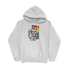 Proud of Who I am Gay Pride Muscle Man Gift graphic Hoodie - White