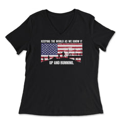 Patriotic Construction Worker Keeping The World Running product - Women's V-Neck Tee - Black