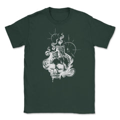 Skull and Candles Skeleton Head Gothic Occult product Unisex T-Shirt - Forest Green