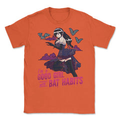 Goth Anime Bat Habits Girl Design print Unisex T-Shirt - Orange