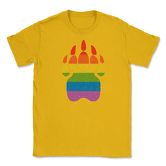 Bear Rainbow Flag Paw Gay Pride design Unisex T-Shirt - Gold
