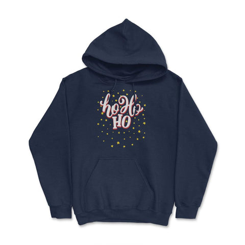 HO HO HO With stars Christmas Typography Fun T-Shirt Tee Gift Hoodie - Navy